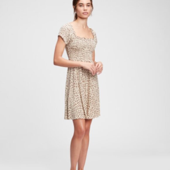 GAP Dresses & Skirts - Gap- Smocked Cheetah Print Modal Mini Dress size S. Worn once